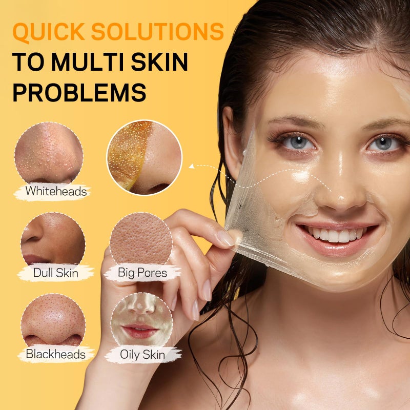 AMOADO Blackhead Remover Mask, Peel Off Face Mask with Vitamin C & Turmeric for Men and Womenâ€“Deep Cleansing Nose Facial Mask for Blackheads, Pores & Oil Control with Pimple Extractor and Brush - Image 2