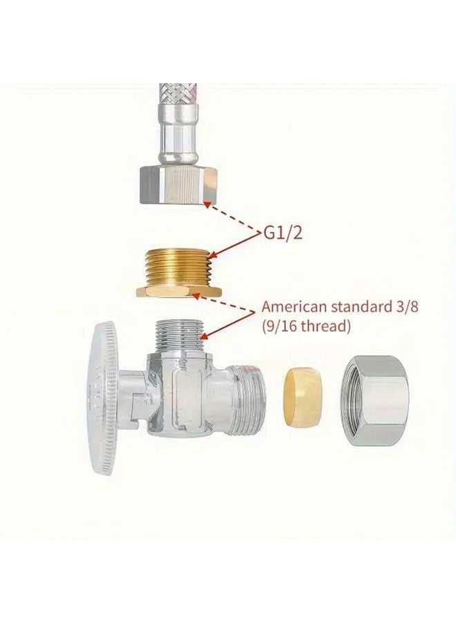 Brass Connector Adapter 2pcs Pipe Thread Conversion Fittings US Standard 9 16 To G1 2 - Image 5