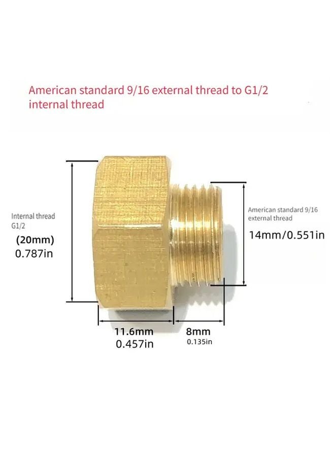 Brass Connector Adapter 2pcs Pipe Thread Conversion Fittings US Standard 9 16 To G1 2 - Image 4