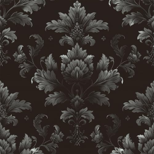 FLFK Gothic Floral Wallpaper Peel and Stick 16in x 64in Moody Dark Wallpaper for Bedroom Shelf Cabinet Drawers Countertops Decor - Image 1