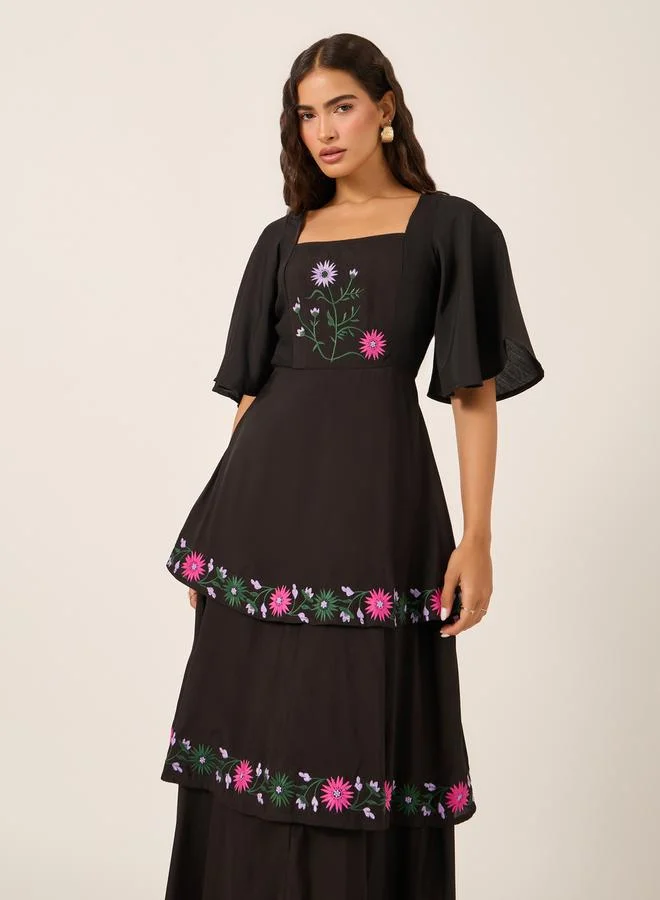 Styli Floral Tiered Dress