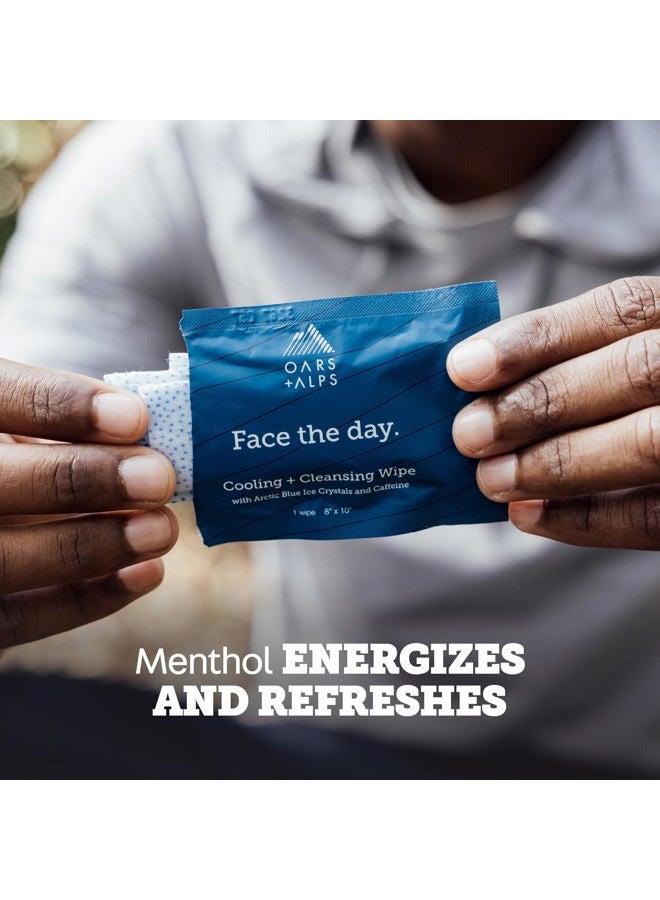 Oars + Alps Face and Body Wipes, Dermatologist Tested Skin Care Infused with Caffeine and Menthol, TSA Approved, 14 Wipes Total - Image 4