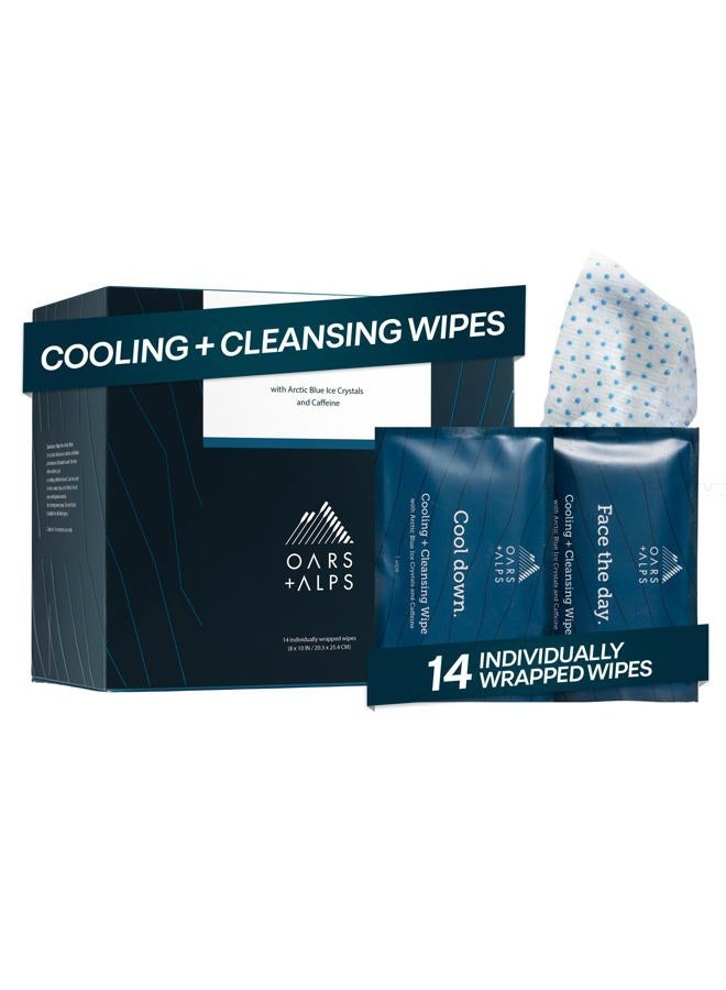 Oars + Alps Face and Body Wipes, Dermatologist Tested Skin Care Infused with Caffeine and Menthol, TSA Approved, 14 Wipes Total - Image 1