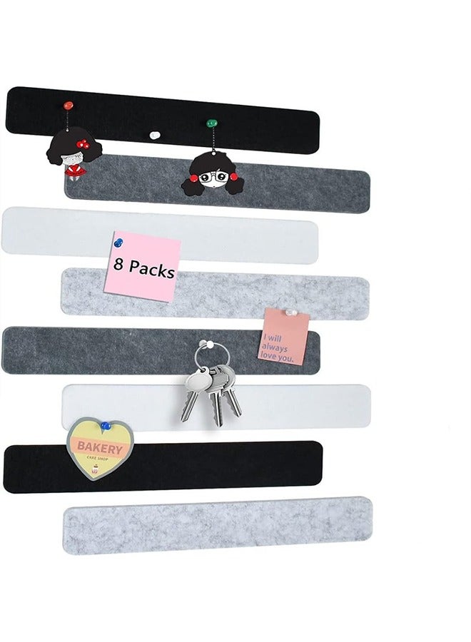 Generic 8 Pack Felt Pin Board Bar Strips, Self Adhesive Bulletin Board Strips, Felt Cork Boards No Damage for Wall for Paste Notes, Schedules, Photos, Bulletin Board for Home Wall Decoration  - Image 1