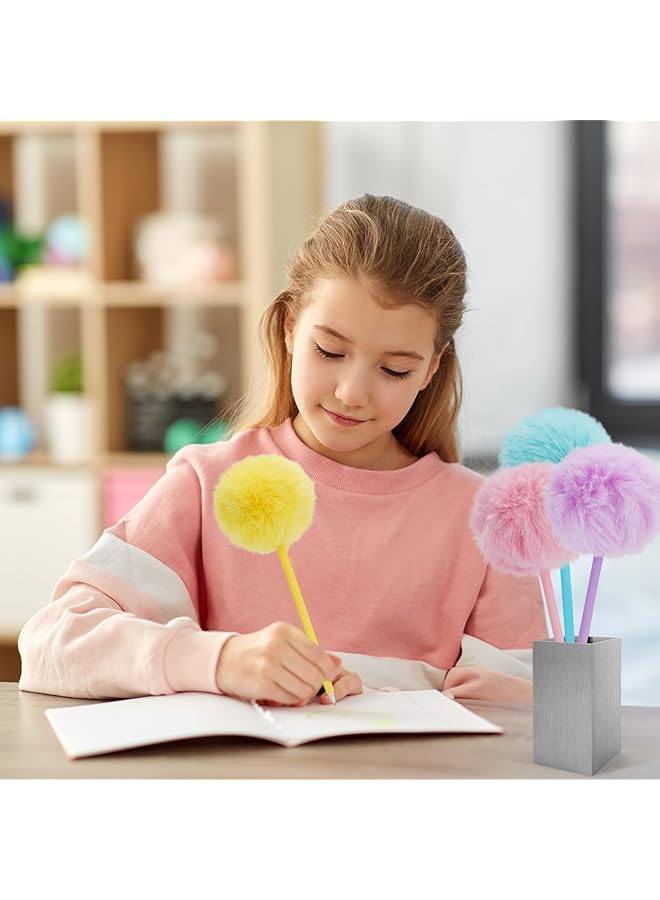erorex 4Pcs Pom Pom Fluffy Ball Ballpoint Pens Fluffy Ballpoint Pen Pens For Ballpoint Fuzzy Pens Be Used ?For School Office Teachers Students Birthday Party Yellow Green Pink Puple - Image 3