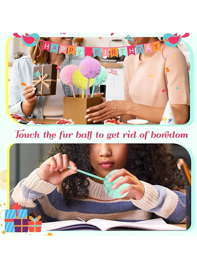 erorex 4Pcs Pom Pom Fluffy Ball Ballpoint Pens Fluffy Ballpoint Pen Pens For Ballpoint Fuzzy Pens Be Used ?For School Office Teachers Students Birthday Party Yellow Green Pink Puple - Image 5