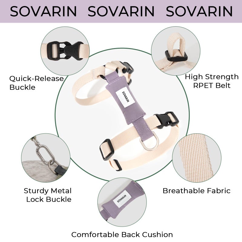 Sovarin Cat Harness and Leash Set - White Lightweight Soft Kitten Harness Escape Proof, Adjustable Travel Pet Harness for Walkingï¼ŒEasy Control Comfortable Outdoor (White, One Size Fits All) - Image 5