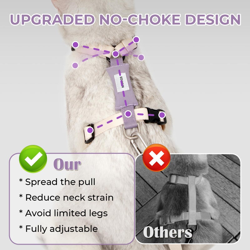 Sovarin Cat Harness and Leash Set - White Lightweight Soft Kitten Harness Escape Proof, Adjustable Travel Pet Harness for Walkingï¼ŒEasy Control Comfortable Outdoor (White, One Size Fits All) - Image 3