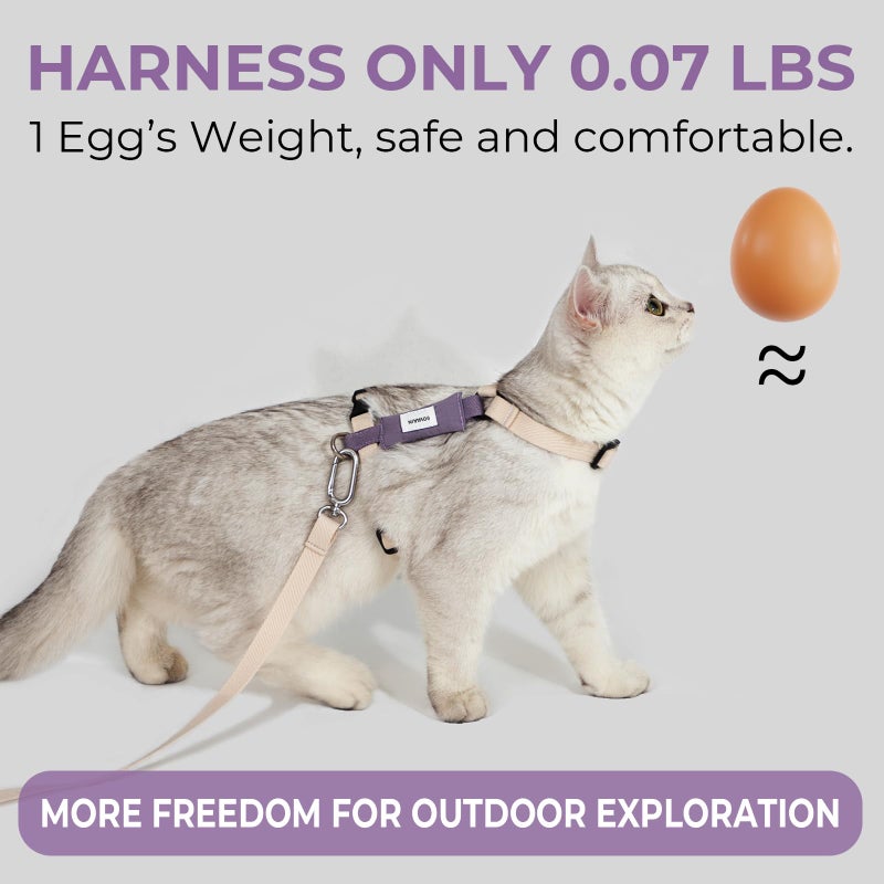 Sovarin Cat Harness and Leash Set - White Lightweight Soft Kitten Harness Escape Proof, Adjustable Travel Pet Harness for Walkingï¼ŒEasy Control Comfortable Outdoor (White, One Size Fits All) - Image 2