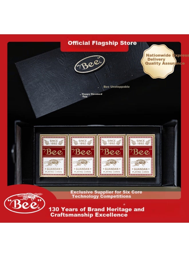 Bee Honeybee Playing Cards Card Game Entertainment Guandan Special Playing Cards Red 4 Deck Gift Box Set - Image 1