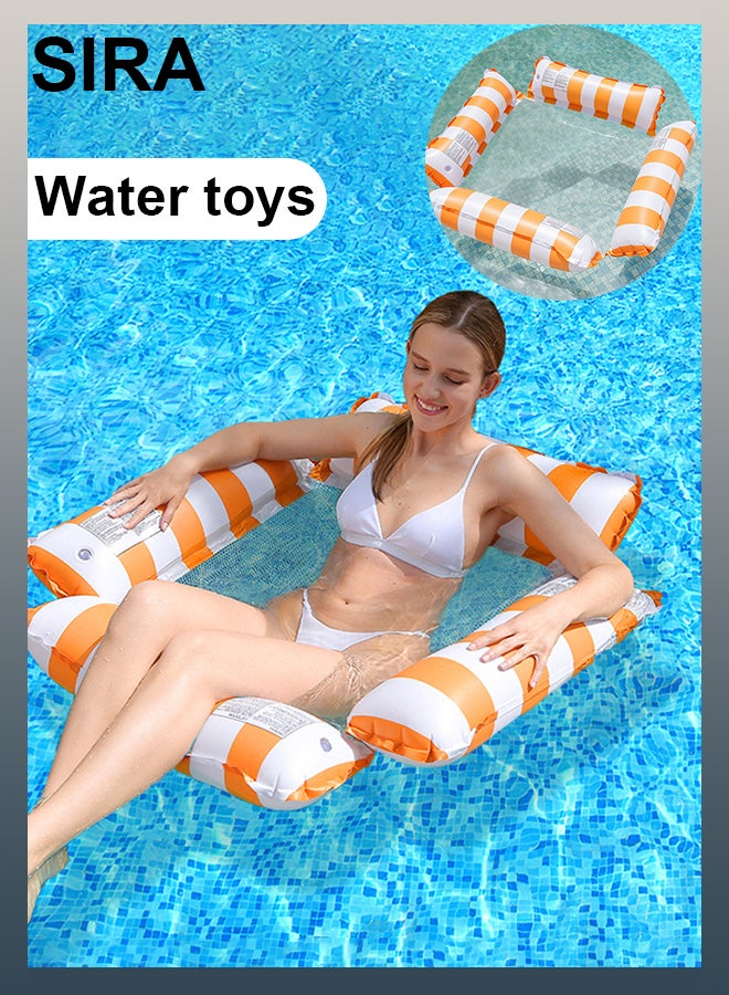SIRA Inflatable Floating Bed - Oversized Pool Lounger with Backrest & Mesh Design, Bright Orange Water Float for Pool, Beach, Water Park (Foldable & Easy Storage) - Image 1