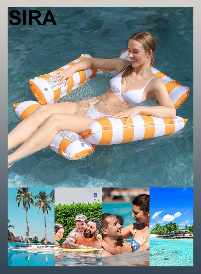 SIRA Inflatable Floating Bed - Oversized Pool Lounger with Backrest & Mesh Design, Bright Orange Water Float for Pool, Beach, Water Park (Foldable & Easy Storage) - Image 3