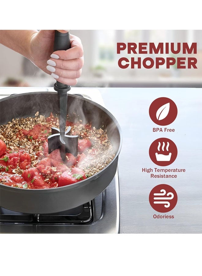 Meat Chopper, Hamburger Grinder, Premium Heat Resistant Smasher for Ground Beef, Burger Grinder Nylon Potato Mix Tool, Meat & Poultry Tenderizers, Black - Image 4