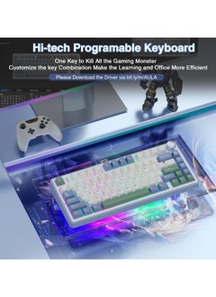 AULA F75 75% Wireless Mechanical Keyboard,Gasket Hot Swappable Custom Keyboard,Pre-lubed Graywood V3 Switches RGB Backlit Gaming Keyboard,2.4GHz/Type-C/BT5.0 Mechanical Keyboard  - Image 3