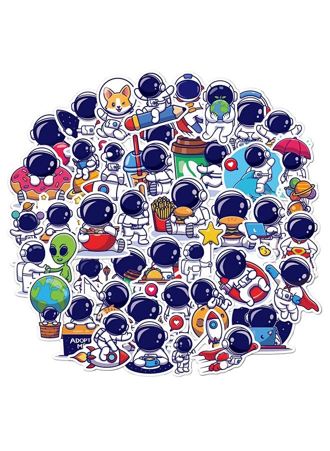 Peachjoy 50 قطعة ملصقات رائد فضاء من الفينيل، ملصقات ملونة مقاومة للماء لزجاجات الماء، ملصق فينيل رائع للكمبيوتر المحمول، الهاتف، لوح التزلج، الأمتعة، هدايا ملصقات كلاسيكية للمراهقين والبالغين - Image 1