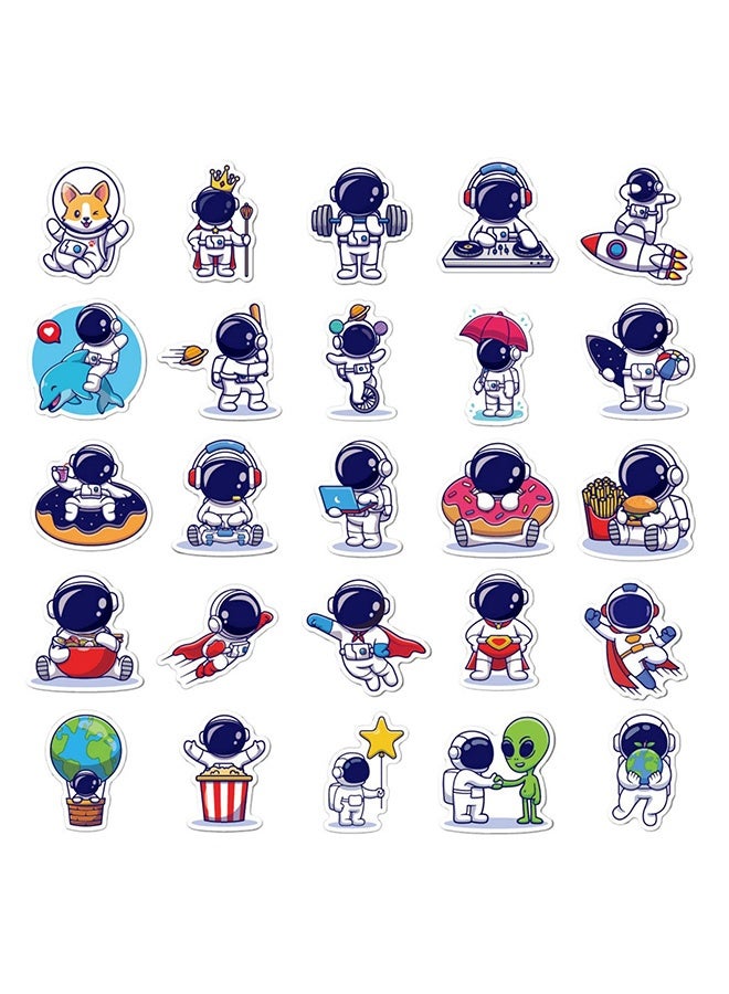Peachjoy 50 قطعة ملصقات رائد فضاء من الفينيل، ملصقات ملونة مقاومة للماء لزجاجات الماء، ملصق فينيل رائع للكمبيوتر المحمول، الهاتف، لوح التزلج، الأمتعة، هدايا ملصقات كلاسيكية للمراهقين والبالغين - Image 3