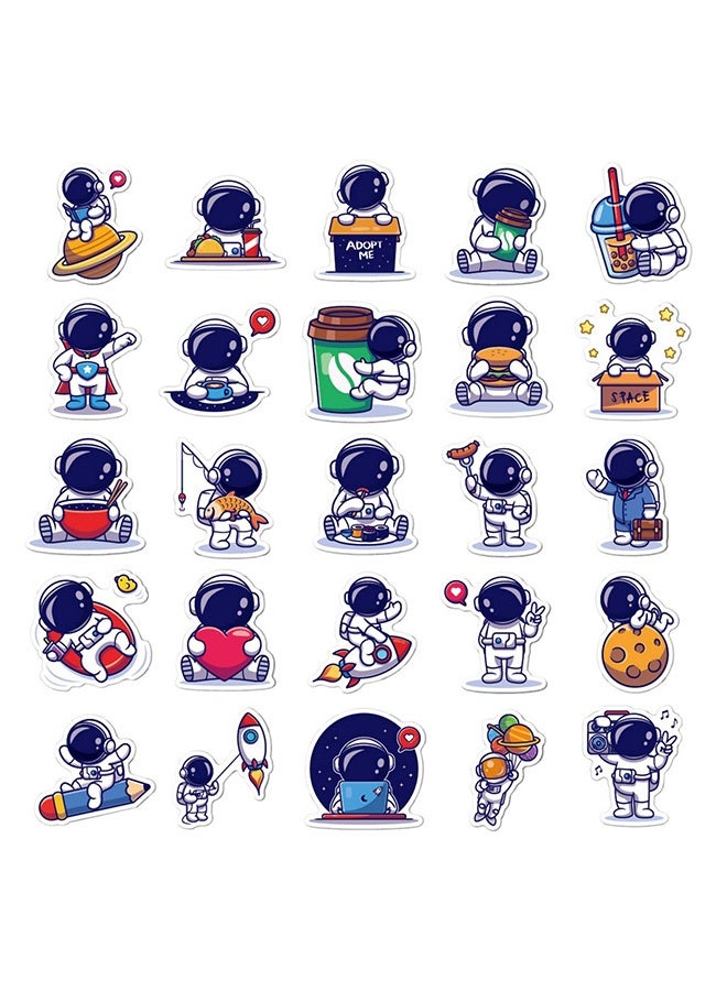Peachjoy 50 قطعة ملصقات رائد فضاء من الفينيل، ملصقات ملونة مقاومة للماء لزجاجات الماء، ملصق فينيل رائع للكمبيوتر المحمول، الهاتف، لوح التزلج، الأمتعة، هدايا ملصقات كلاسيكية للمراهقين والبالغين - Image 4