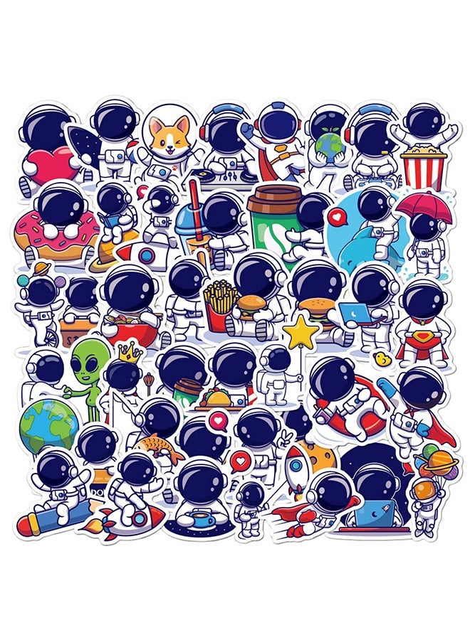 Peachjoy 50 قطعة ملصقات رائد فضاء من الفينيل، ملصقات ملونة مقاومة للماء لزجاجات الماء، ملصق فينيل رائع للكمبيوتر المحمول، الهاتف، لوح التزلج، الأمتعة، هدايا ملصقات كلاسيكية للمراهقين والبالغين - Image 2