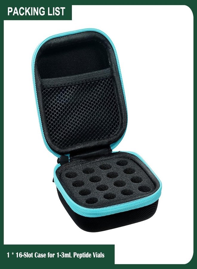 BCDHAMATE Peptide Vial Case for Fridge Storage - 16 Slot Organizer Holds 1-3ml Vials for Insulin, GLP-1, Peptides,Hard Shell Travel Case with Hand Strap (Blue Zipper) - Image 5