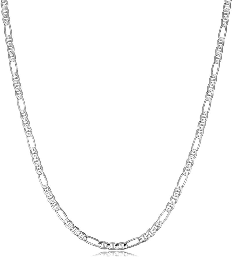 Savlano 925 Sterling Silver Italian Solid Figarucci Figaro Mariner Flat Link Chain Necklace For Men & Women - Made in Italy Comes Gift Box (18, 3mm) - Image 1