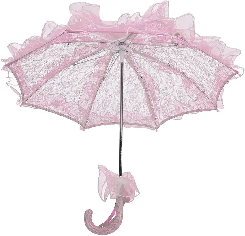 مظلة وردية مزينة بالدانتيل مصنوعة يدوياً لدعم تصوير حفلات الزفاف للمشاهد الخاصة - Image 5