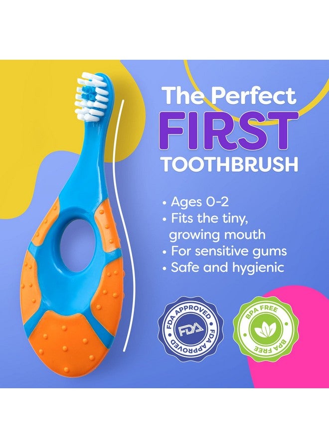 Trueocity Baby Toddler Toothbrush 4 Pack, Soft Bristles, Teething Finger Handle Toothbrushes For 0-2 Years - Training First Set (Blue, Green, Orange) - Bpa Free - Image 3