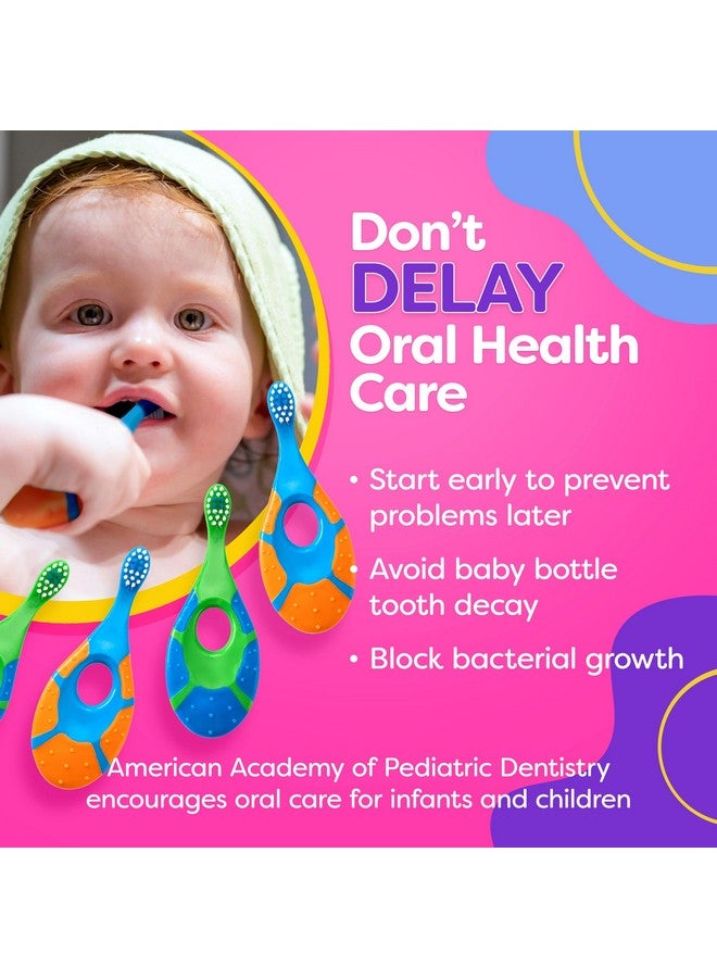 Trueocity Baby Toddler Toothbrush 4 Pack, Soft Bristles, Teething Finger Handle Toothbrushes For 0-2 Years - Training First Set (Blue, Green, Orange) - Bpa Free - Image 5