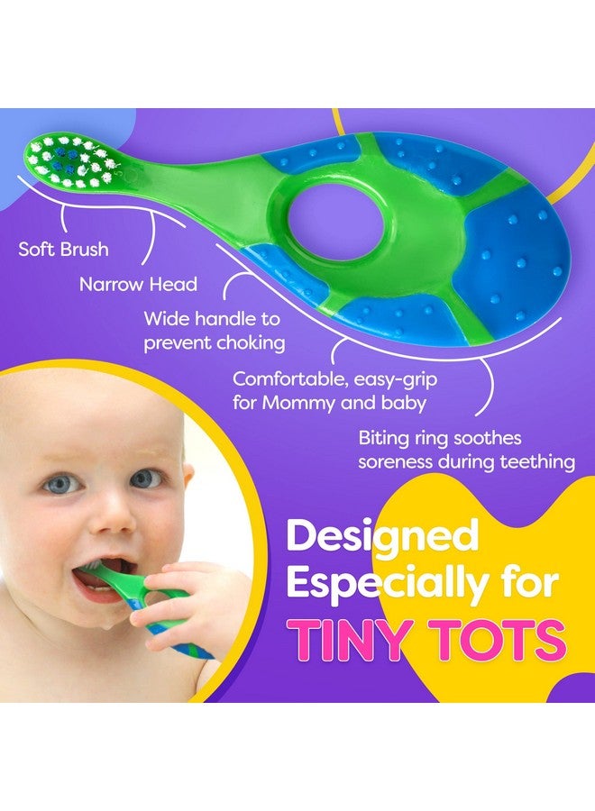 Trueocity Baby Toddler Toothbrush 4 Pack, Soft Bristles, Teething Finger Handle Toothbrushes For 0-2 Years - Training First Set (Blue, Green, Orange) - Bpa Free - Image 4