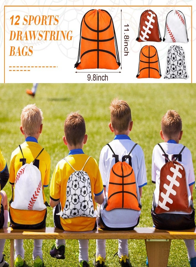 ليفيدي LEIFIDE 48 قطعة من هدايا الحفلات الرياضية، 12 مجموعة من أساور السيليكون وحقيبة هدايا برباط وكرات صغيرة لتخفيف التوتر وسلاسل المفاتيح لمستلزمات حفلات أعياد الميلاد الرياضية - Image 3