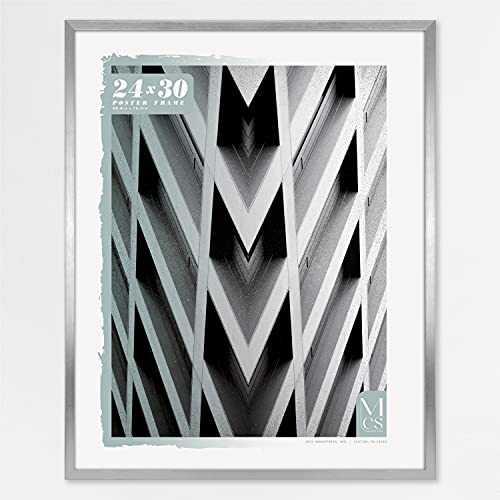 MCS Foundation 24x30 Poster Frame Traditional Silver Vertical  Horizontal Wall Hanging Large Picture Frame for Photos Posters  Art Prints 1Pack