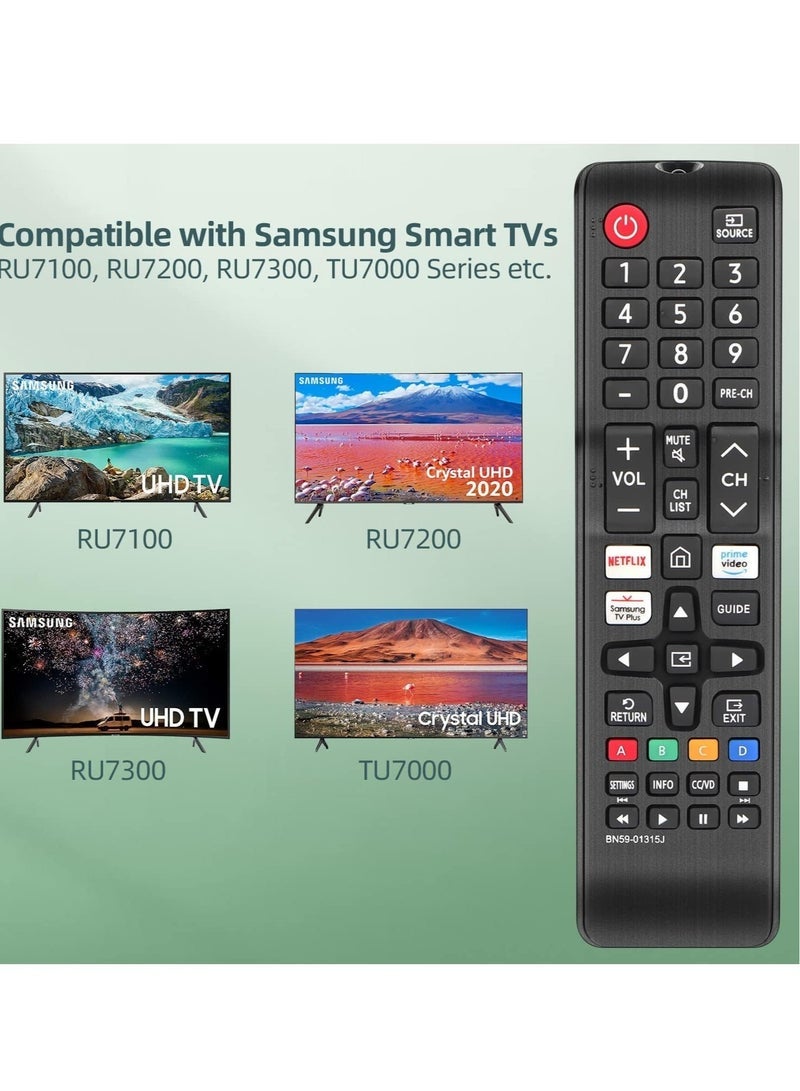 جهاز التحكم عن بعد PopZa BN59-01315J بديل لجهاز التحكم عن بعد تلفاز سامسونج الذكي - تلفاز سامسونج LED LCD QLED 4K 8K UHD 3D HDTV HDR المنحني كريستال مع زر نتفليكس، برايم فيديو، وسامسونج TV Plus - Image 2