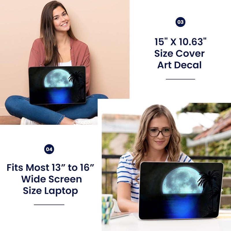 LSS Laptop 15 15.6 Skin Cover with Colorful Beach Moon Light Pattern - Image 3