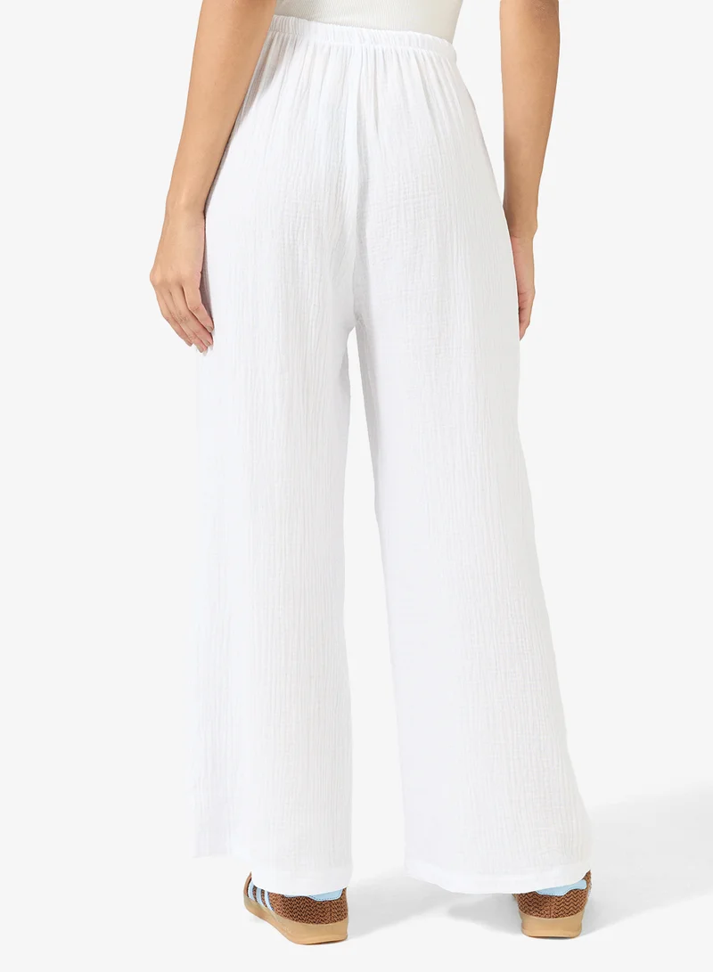 Ginger  Elasticised Waist Crinkle Casual Pants for Women | Best Price UAE