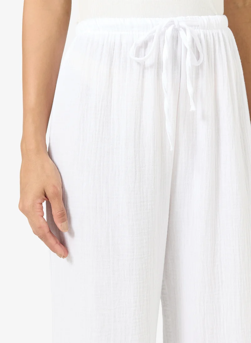Ginger  Elasticised Waist Crinkle Casual Pants for Women | Best Price UAE
