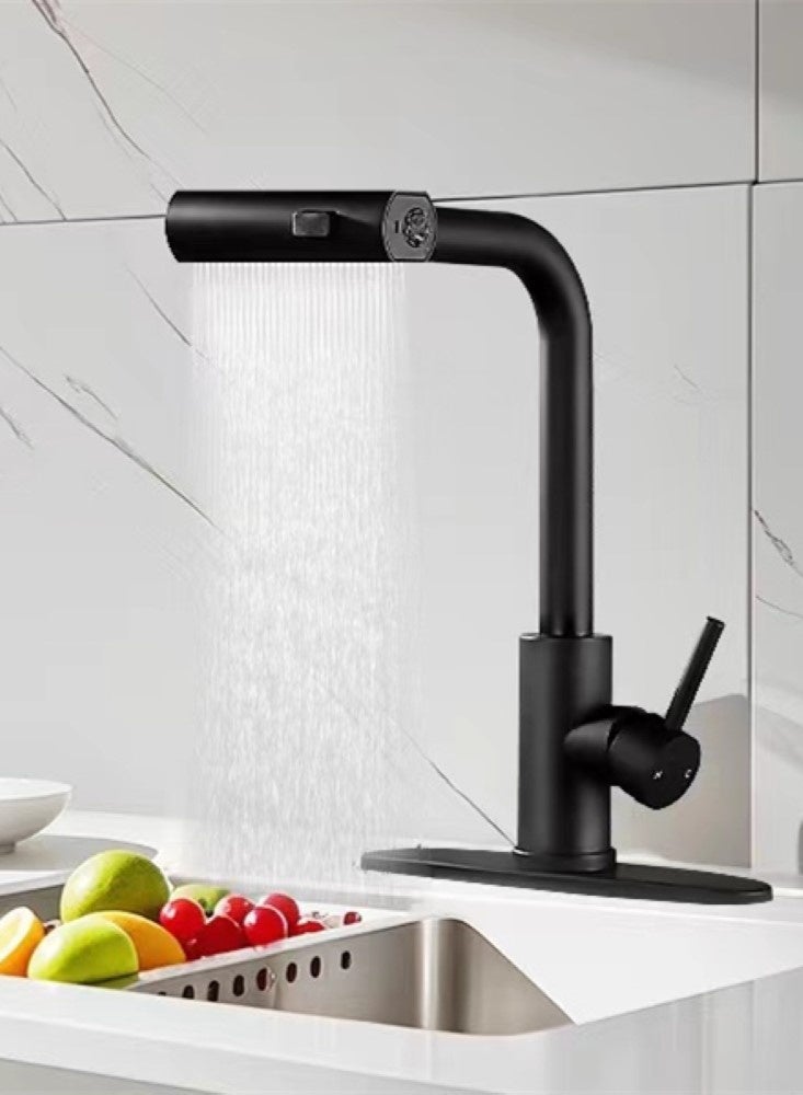 Kutis 1-Piece Kitchen Faucets With Pull Down Sprayer Single Handle Kitchen Faucet 360° Stainless Kitchen Sprayer With 3 Spraying Modes Black - Image 2