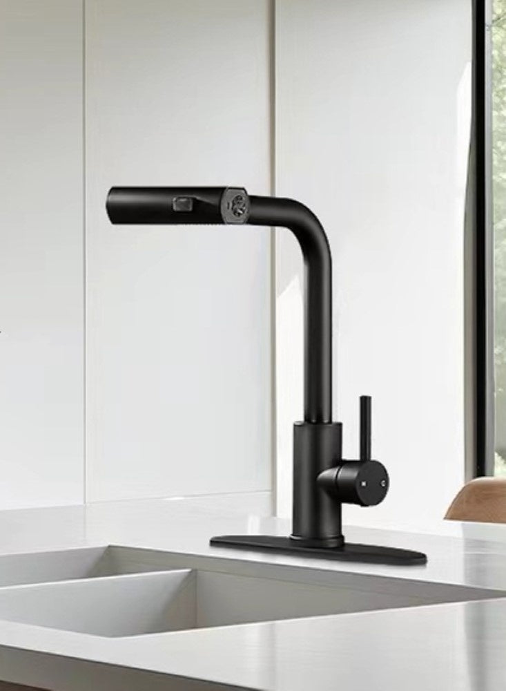 Kutis 1-Piece Kitchen Faucets With Pull Down Sprayer Single Handle Kitchen Faucet 360° Stainless Kitchen Sprayer With 3 Spraying Modes Black - Image 3
