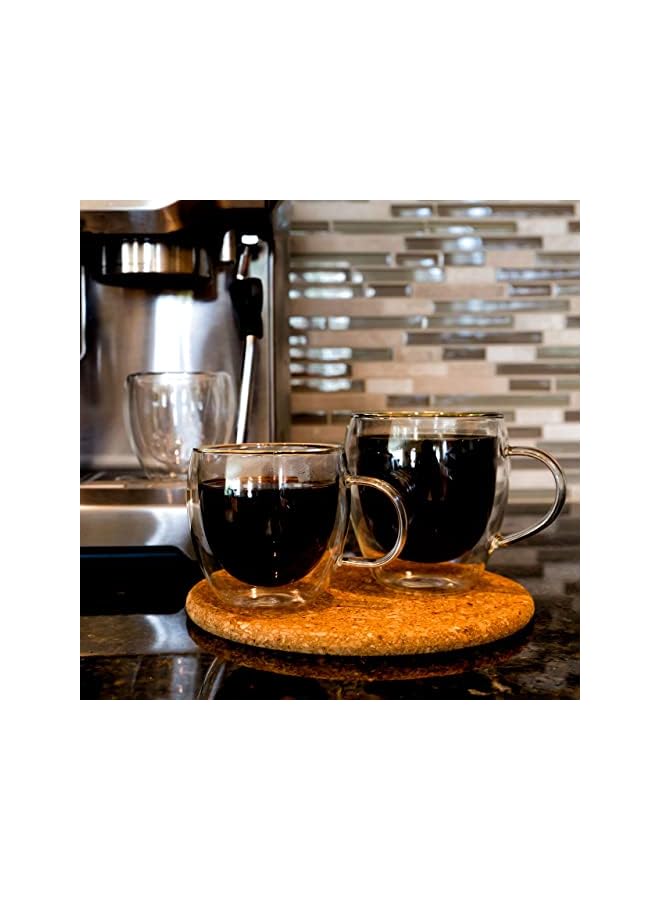 S-TOP 2 Pack Glass Espresso Mugs, Double Wall Thermo Insulated Glass Coffee Cups, Glass Coffee Mugs, 5.5 Ounce (Tall) - Image 3