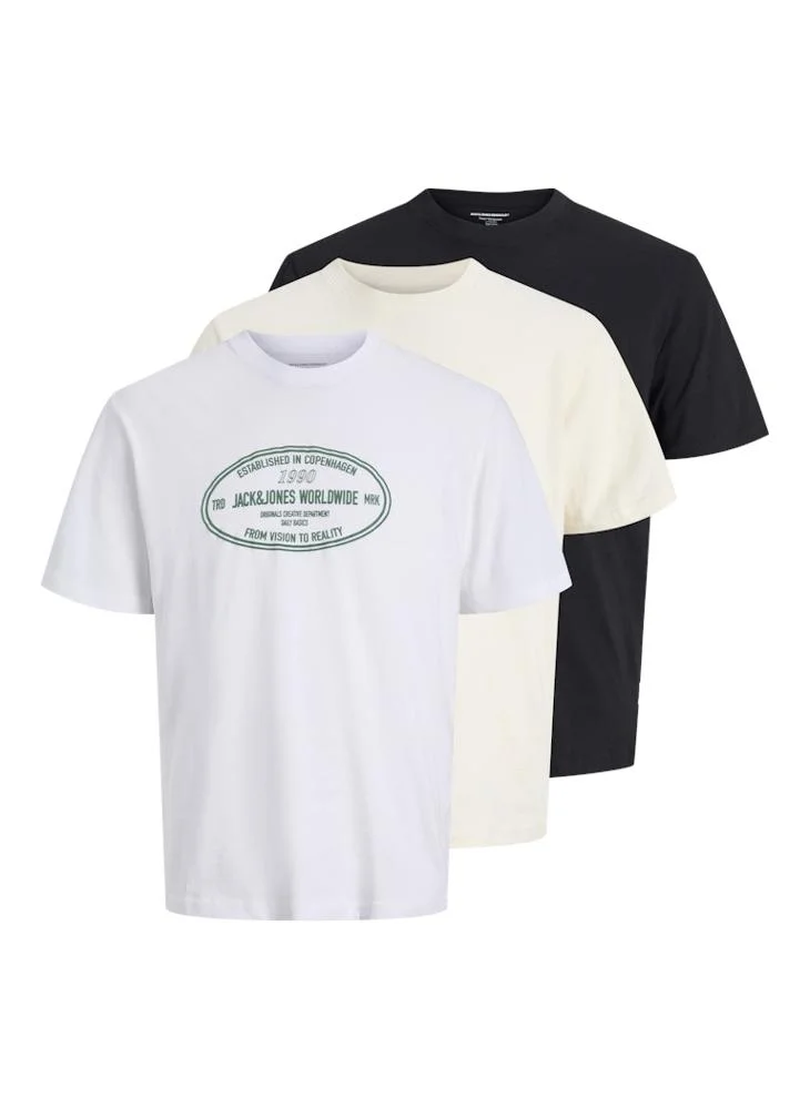 جاك اند جونز 3 Pack Of Crew Neck T-Shirt