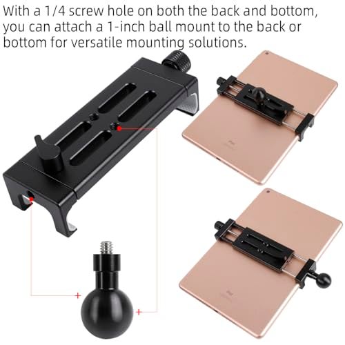 Leenconghui Aluminum Alloy Tablet Holder with 1" Ball Head-360 Rotatable Tablet Mount for iPad and Other Devices from 4.7"-12.9", Compatible with RAM Mounts and Other B Size Double Socket Arm - Image 3