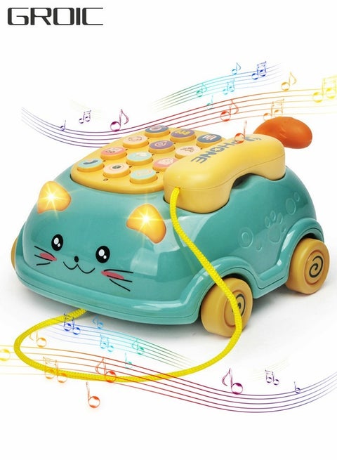 Baby Phone Toy Musical Learning Toy Early Education Toy Cartoon Cute Cat Simulated Landline for Children