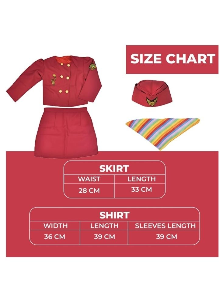 بريميم زي مضيفة الطيران للأطفال – طقم أحمر أنيق بمظهر رسمي - Image 3