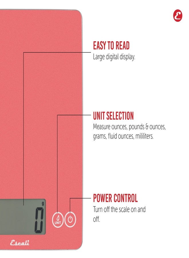 إسكالي ميزان طعام زجاجي رقمي من إسكالي آرتي، يُوضع على سطح الطاولة، مناسب للمطبخ والخبز والطهي، مزود بعداد للسعرات الحرارية والتغذية، سعة 15 رطلاً، 9 بوصات × 6.5 بوصات × 0.75 بوصة، لون وردة الصحراء - Image 3