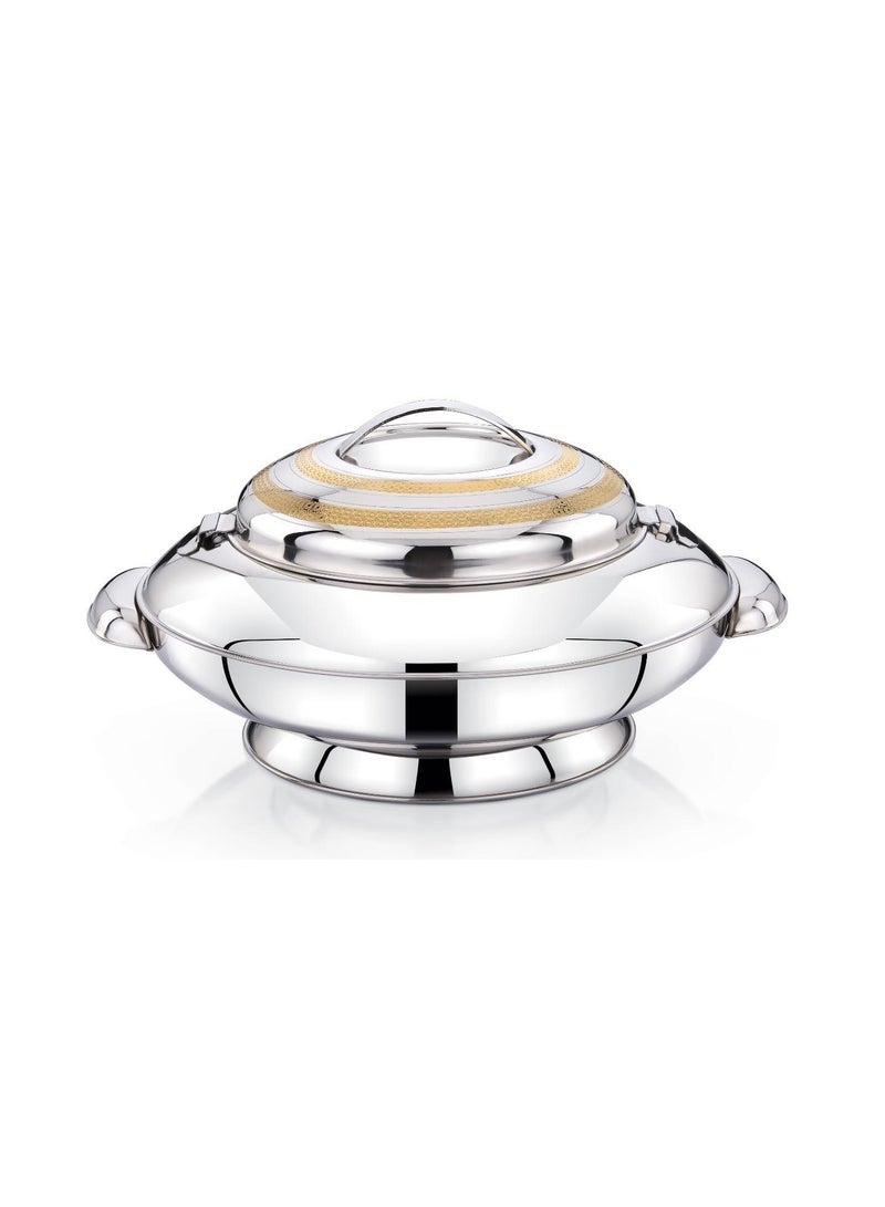 Homemaker Yaris Hotpot – 5000 ml – Stainless Steel Thermal Food Server with Locking Lid – Gold Etching & Silver Finish  - Image 1