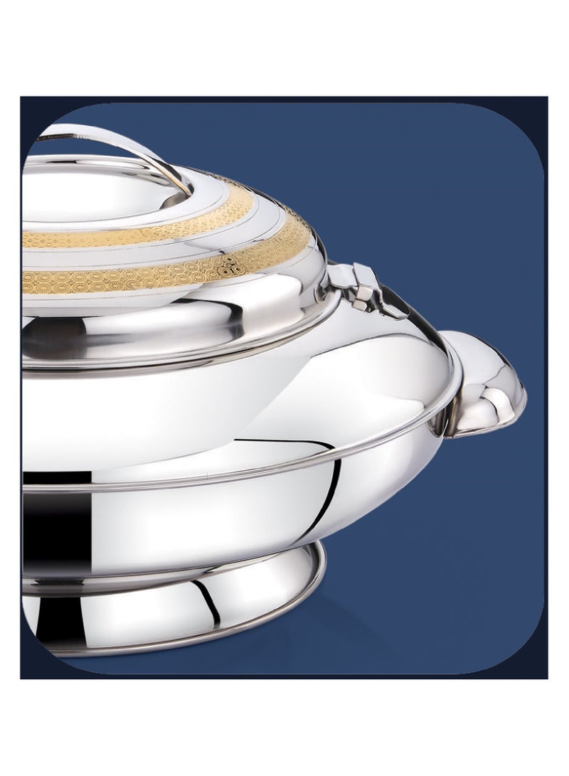 Homemaker Yaris Hotpot – 5000 ml – Stainless Steel Thermal Food Server with Locking Lid – Gold Etching & Silver Finish  - Image 4