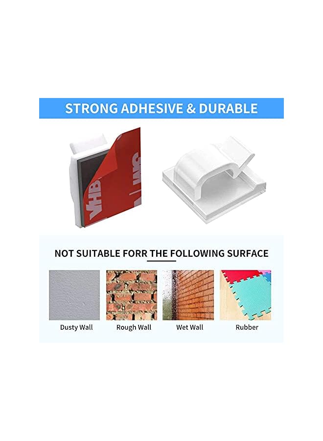 GJT 50pcs Adhesive Cable Clips,Wire Clips,Car Cable Organizer,Cable Holder,Cable Wire Management,Cable Holder for Car,Office and Home (White) - Image 3