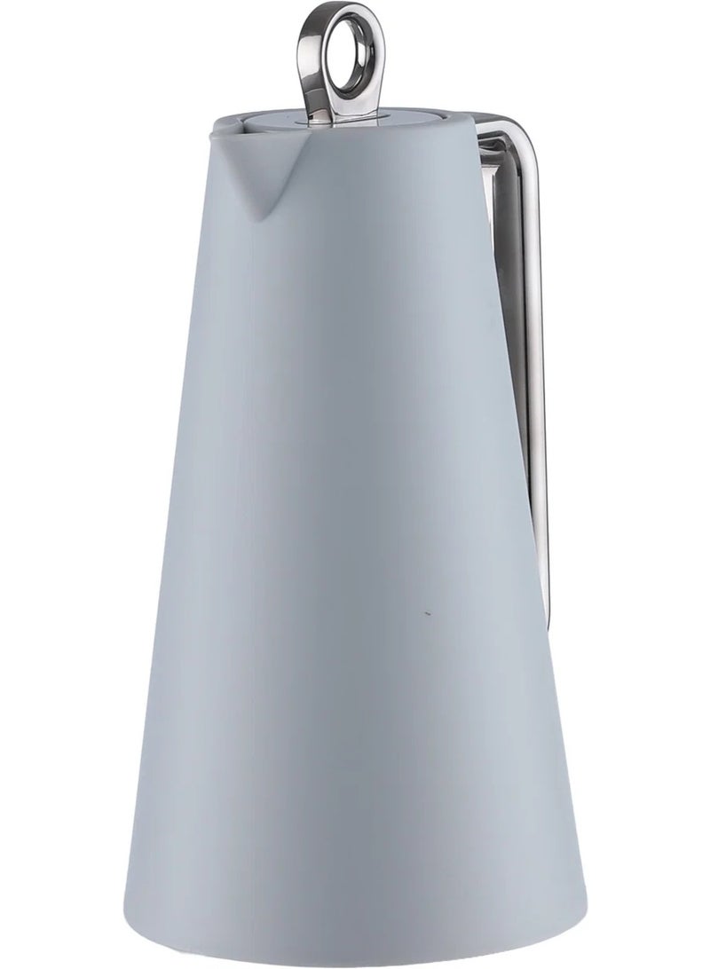 Glory Thermos, 1 Liter, Glass Interior, Silver Handle, Push-Button Lid - Grey/Black - Image 3