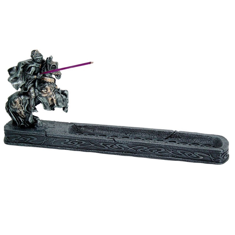 Pacific Giftware Knight of Chivalry Stick Incense Holder Jousting Knight Incense Burner Medieval Times Collectible 11.25 Inches L - Image 1