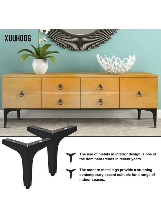 6 بوصة 8 قطع أرجل أثاث معدنية سوداء قابلة للتعديل أقدام حديدية عصرية - Image 3