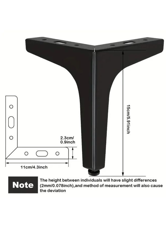 6 بوصة 8 قطع أرجل أثاث معدنية سوداء قابلة للتعديل أقدام حديدية عصرية - Image 5