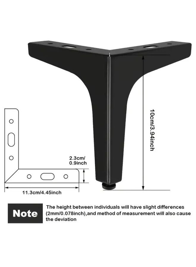 6 بوصة 8 قطع أرجل أثاث معدنية سوداء قابلة للتعديل أقدام حديدية عصرية - Image 4